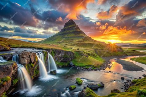 Premium Photo | Iceland Landscape Summer Panorama Kirkjufell Mountain ...