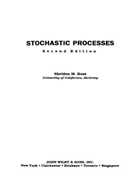 Image result for A Second Course in Stochastic Processes