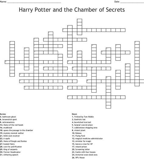 Printable Harry Potter Crossword Puzzles – PrintableLib