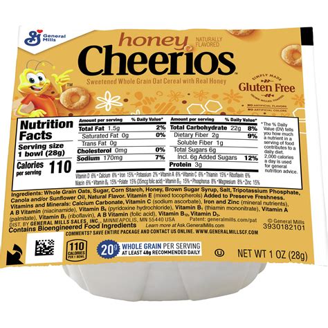 Cheerios Nutrition Label