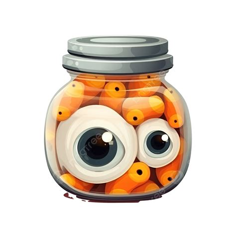 Cute Halloween Candy In Eyeball Shape In Jar Vector Illustration, Candy ...