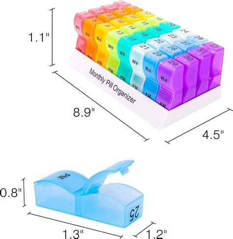 30 Day Monthly Pill Organizer 2 Times a Day for Travel - AM PM ...