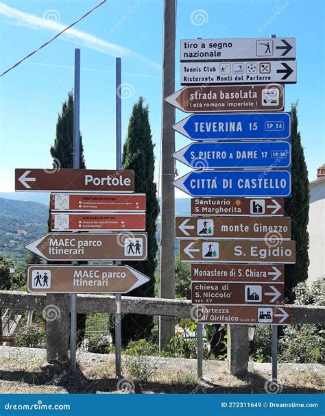Road Signs in Cortona, Italy Stock Image - Image of pointing, road ...