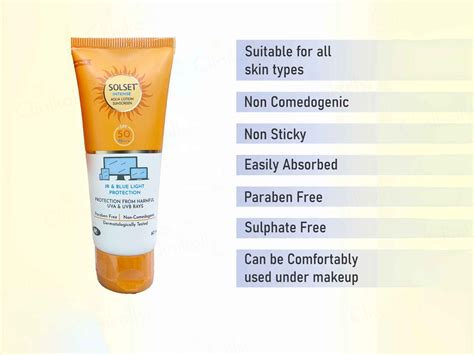 Buy Solset Intense Aqua Lotion Sunscreen SPF 50 PA+++ Online at Best ...