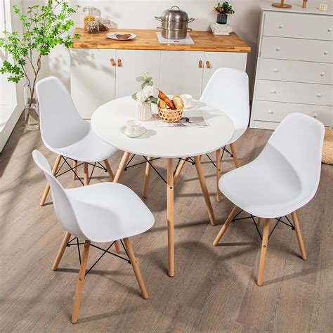 Amazon.com: Tangkula Dining Table Set for 4, Round Kitchen Table and ...