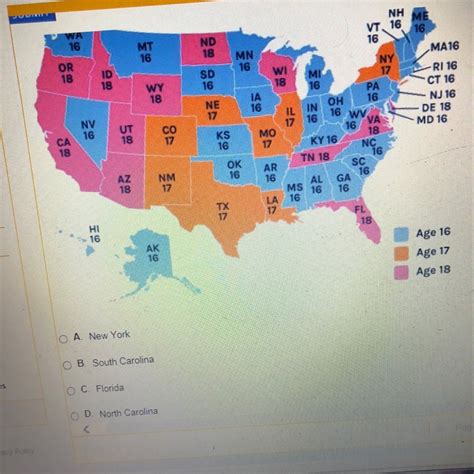 In which of these states is the age of consent 18 years old? - brainly.com