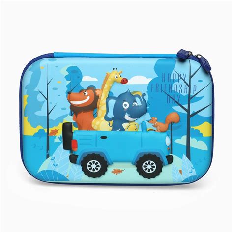 School Kids Hard Case zoo Print Pencil Pouch big size – Kidspark