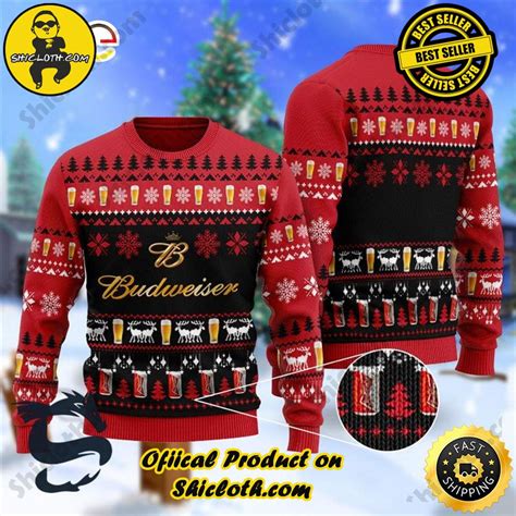 Christmas Scenes With Budweiser Beer Ugly Beer Sweater - Shicloth