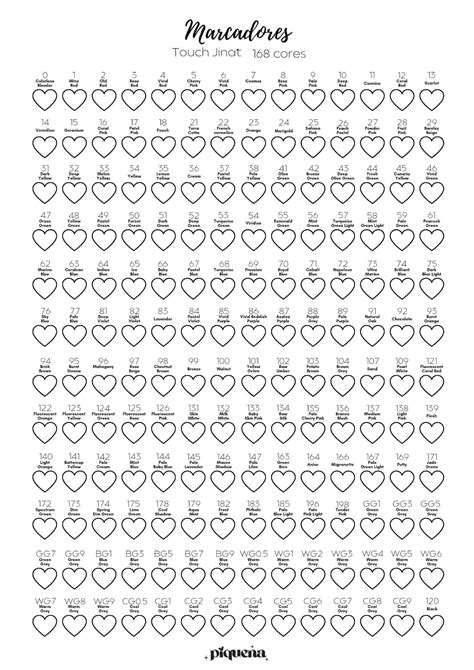 Tabela de 120 cores da Canetas Touch Sweet em 2025 | Padrões para ...