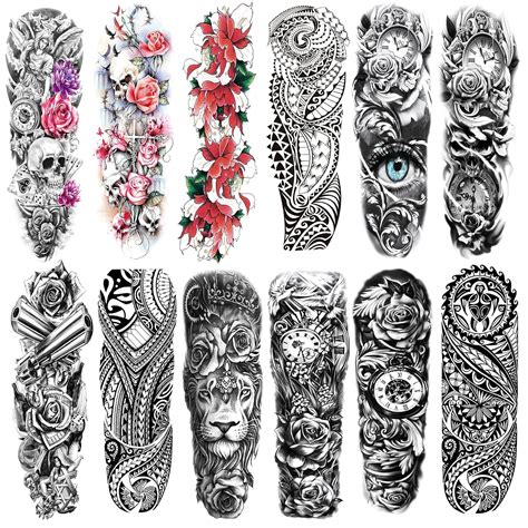 LEOARS Fake Sleeve Tattoos Stickers, Full Arm Lion Skull India | Ubuy