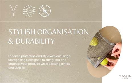 MASON HOME Net/Mesh Premium Grey Zipped Fridge Storage Bag - Set of 3 ...