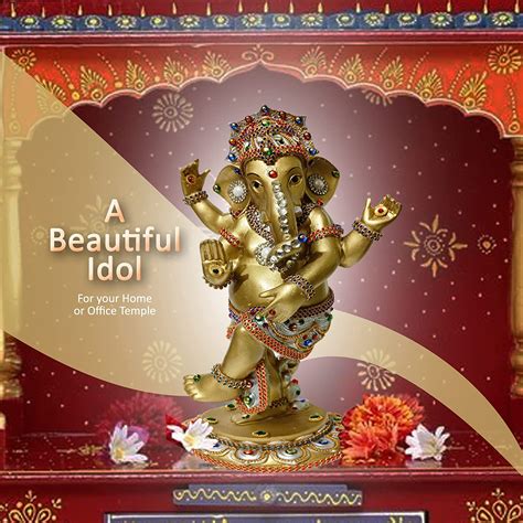 Antique Dancing Golden Ganesha Showpiece for Corner Table