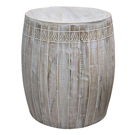 Benzara Serenity Side End Table with 16 Inch Round Top-In Antique White ...