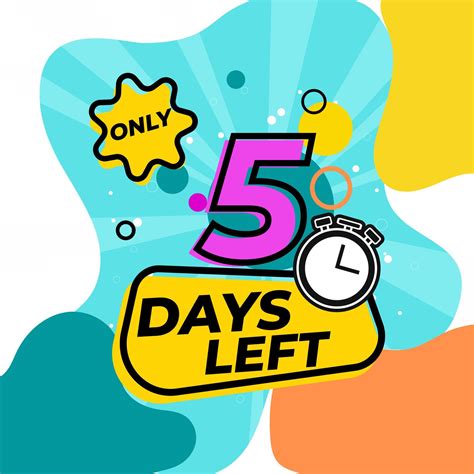 Countdown Number 5 days left vector illustration design 15696369 Vector ...