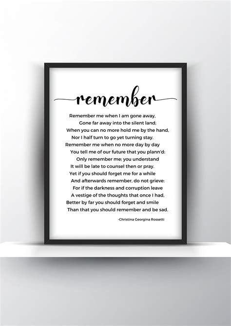 Remember Poem by Christina Georgina Rossetti Unframed And Framed Wall ...