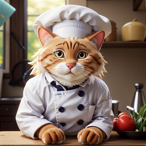 Cute cat wearing chef hat | Premium AI-generated image