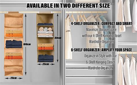 Kuber Industries 4 Shelf Non Wooven Fabric Closet Hanging Organizer ...