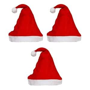 eCraftIndia Red White Merry Christmas Caps (Set of 3) | Santa Claus ...