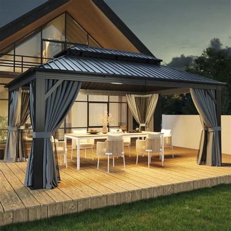 Aoxun 12FT X 16FT Hardtop Gazebo, Outdoor Pergolas India | Ubuy