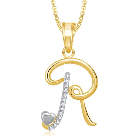 Buy Amaal Valentine Gifts Gold American Diamond Alphabet Letter 'R ...