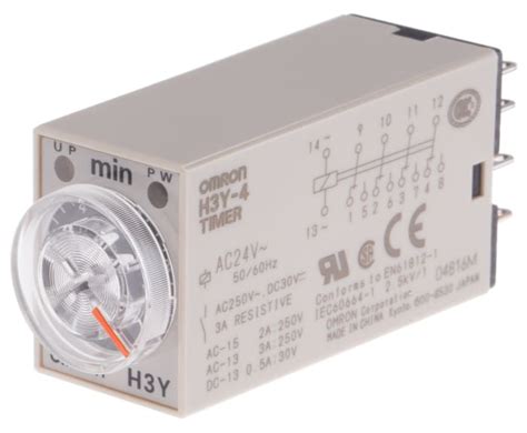 H3Y-4 AC24 10M Omron | Omron H3Y-4 Series DIN Rail, Surface Mount Timer ...