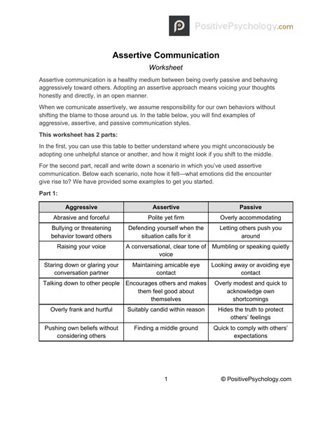 Assertive Passive Aggressive Worksheet | Teaching Resources ...