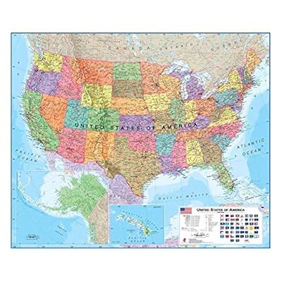 Buy USA 1:4.25 Laminated Wall Map - 47W x 39H in Online at Lowest Price ...