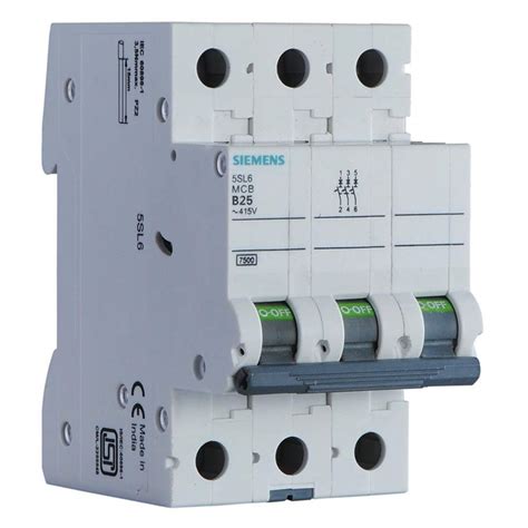 Siemens 10A 3 Pole Miniature Circuit Breaker 5SL63107RC (White) Pack of ...
