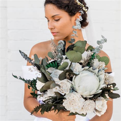 Custom sola wood flower wedding bouquets and silk flower alternatives ...