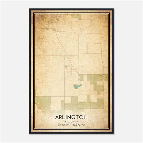 Vintage Arlington Wisconsin Map Poster, Arlington WI City Road Wall Art Print - Custom Maps ...