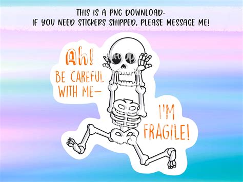 PNG Sticker Download - Fragile Sticker - English & Spanish - Skeleton ...