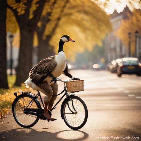 Goose Riding a Bike | Stable Diffusion Online
