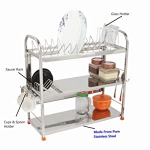 AMOL® Premium Stainless Steel Dish Rack | Utensils Stand, Vessels Rack ...