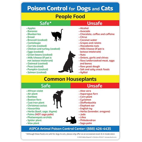 Poison Control for Dogs and Cats Refrigerator Magnet - Food and Plants ...