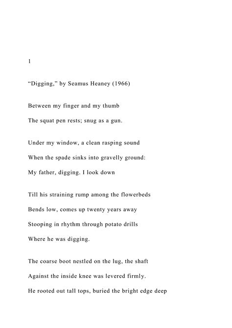 1 Digging," by Seamus Heaney (1966) Between my fi.docx