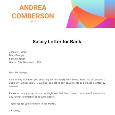Free Salary Letter for Bank Template to Edit Online