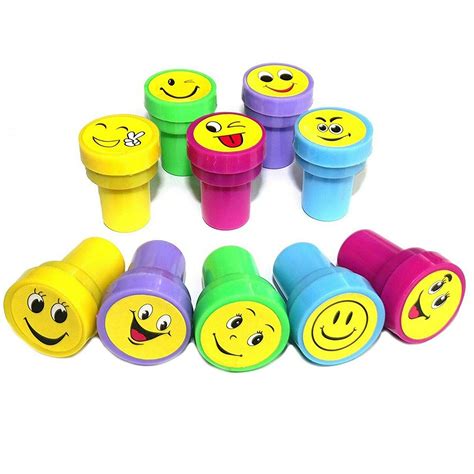 Trexee 10 Pcs Kids Set of Emoji Smiley Design Face Stamps for School ...