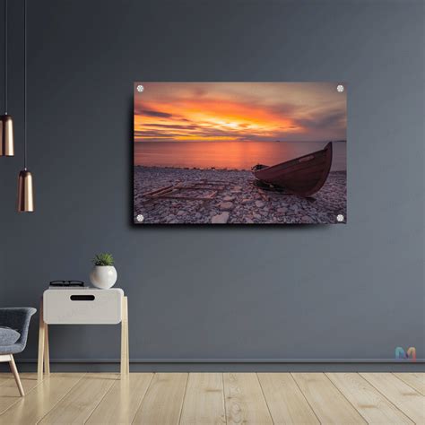 Maags Designs: Boat in the Lake Shore - Nature (Premium Acrylic Glass