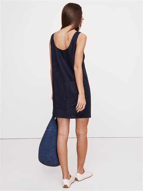 Linen Scoop-Neck Shift Dress | Banana Republic