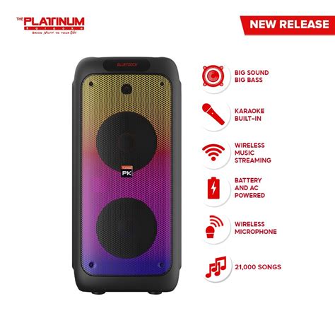 Platinum Karaoke DK88 Duo Party Jukebox Speaker w/ Built-in Karaoke ...