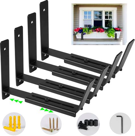 Amazon.com: Damsimz Window Box Brackets, 4-Pack Heavy-Duty Adjustable ...