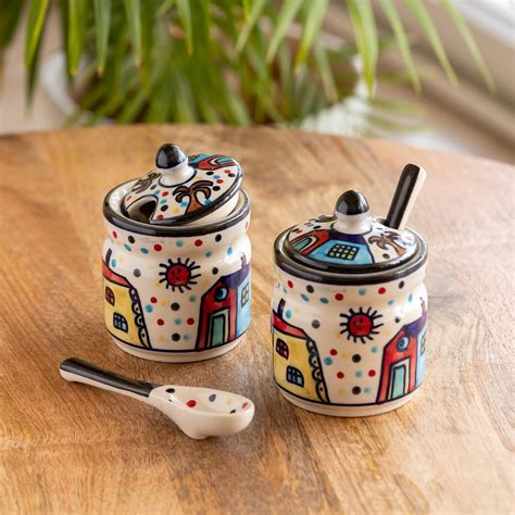 Buy ExclusiveLane 'Hut Handpainted' Ceramic Pickle Jars for Dining ...