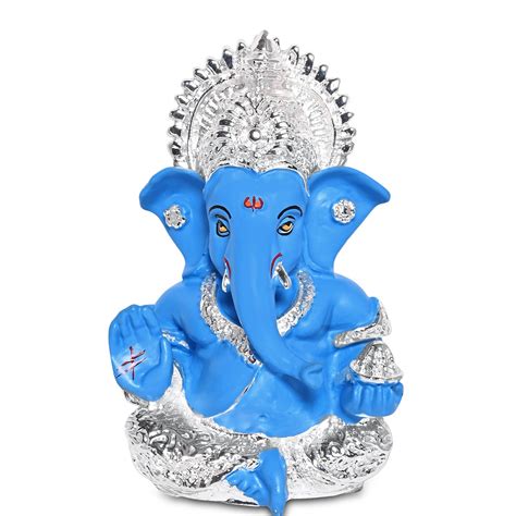 Diviniti 999 Silver Plated Resin Lord Ganesha Idol for Car Dashboard T ...