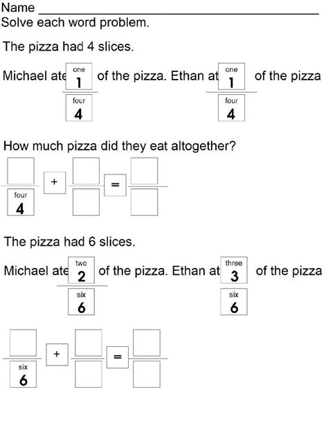 Image result for Addition Simple Word Problems On Fractions Worksheet