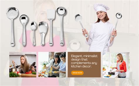Buy KC Stainless Steel Kitchen Tools Set, Ladle, Skimmer, Turner ...