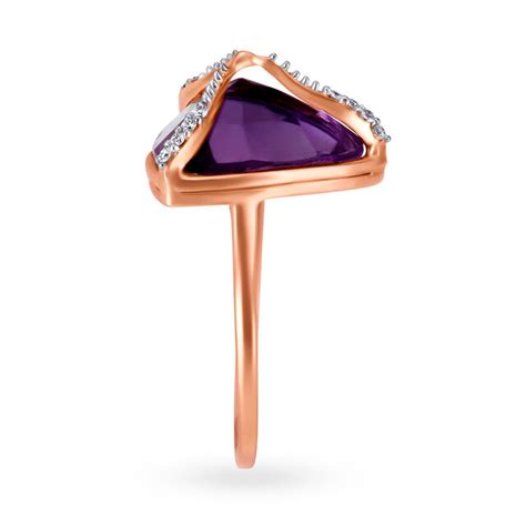Colours at Work14KT Rose Gold Diamond And Quartz Finger Ring With ...