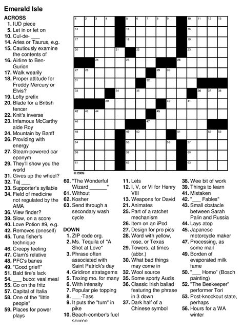 Printable Hard Crossword Puzzles