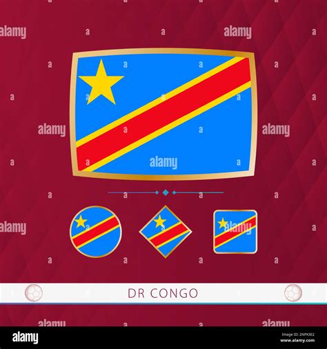 Set of DR Congo flags with gold frame for use at sporting events on a ...