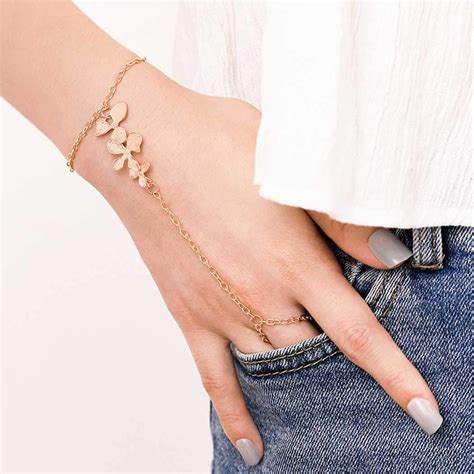 Chicque Boho Hand Chain Gold Flower Finger Ring Bracelet India | Ubuy