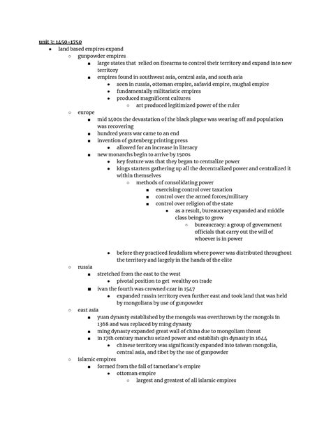 1450-1750 Notes - Semester 1 - unit 3: 1450- land based empires expand ...